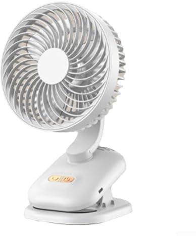 AugustknowU Ventilador recargable con clip con oscilación automática para cochecito y escritorio 4 velocidades ajustables 1200mAh Carga de batería de litio (blanco)