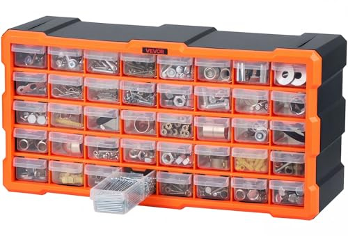 VEVOR Organizer per Minuteria a 40 Cassetti, Cassettiera Porta Minuteria Impilabile, Contenitore da Parete per Viti, Bulloni, Ferramenta e Componenti, in Plastica, Ideale per Garage, Casa e Officina