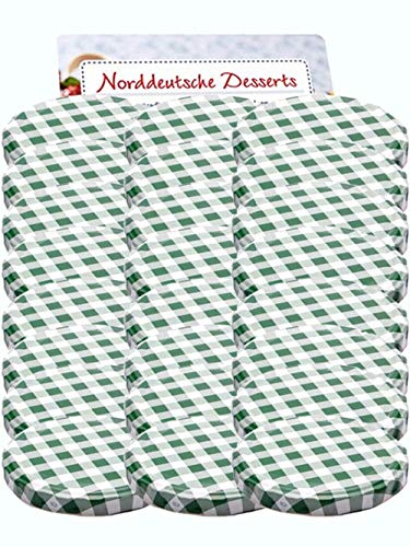 hocz 50er Set Ersatzdeckel Twist-Off-Deckel für Sturzgläser to 82 Grün Karriert Sturzglas passend für 230, 350, 435, 540, 565 ml Einmachgläser Einkochgläser
