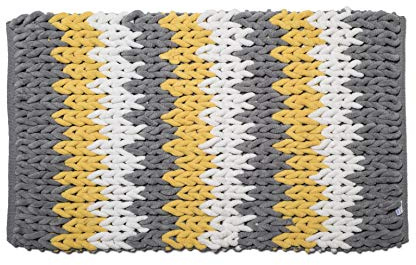 Croydex White, Grey and Yellow Super Soft Patterned Bathroom Mat with Slip-Resistant Backing,1 x 50 x 80 cm