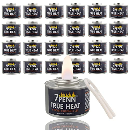 7Penn Buffet Food Warmers for Parties, 12 Pack - 6 Hour Chafing Dish Fuel Cans Catering Food Warmers Buffet Heating Food Warmer Party Canned Heat Burner with Bonus Lid Openers