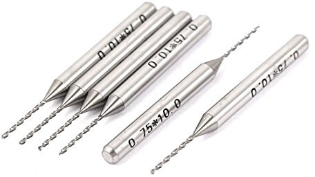 Aexit 6 PCs 0.75mm Pointe Spirale Flûte PCB Micro Foret Gravure Outil VG382191E204218C
