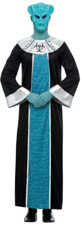 Smiffys Alien Prinz Kostüm Herren Blau mit Robe und Maske Herrenkostüm