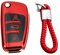 M.JVisun Doux TPU Clef Coque Porte-clés pour Audi A1 A3 A4 A6 A8 Quattro Q2 Q3 Q7 R8 RS3 RS6 S3 S6 TT TTS Pliant Clé de Voiture - Brillant Rouge - Tressé Porte-clés