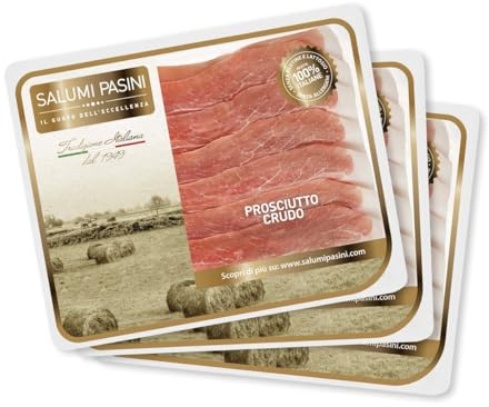 Prosciutto Crudo Stagionato Salumi Pasini® | Jambon Cru Affiné | 3 Plateaux Prétranchés | 80 gr chacun | 100% italien | Sans gluten et sans lactose