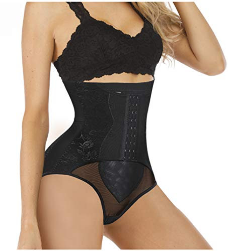 CHUMIAN Femme Culotte Sculptante Minceur Gainante Invisible Taille Haute Shapewear pour Ventre Plat Gaine Amincissante (Noir, S)