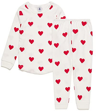 Petit Bateau 59401, Pigiama Bambine e ragazze, Bianco Marshmallow/Rosso Terkuit, 12 anni