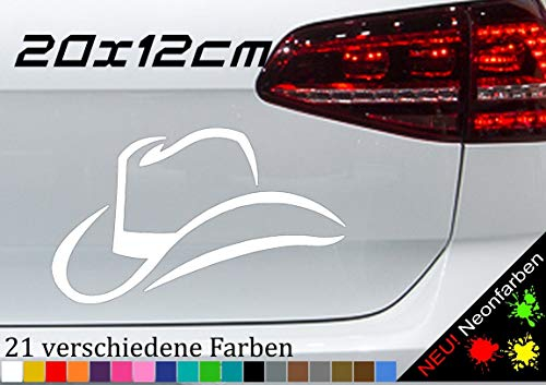 Aufkleber Cowboy Hut 20x12cm Cowgirl Farm Sticker Horse Western Indianer Hat JDM in 21 Farben