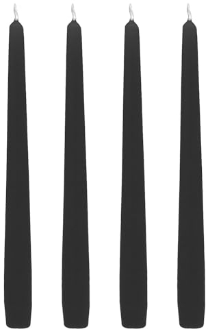 ZauberDeko Spitzkerze Hochzeit Advent Tischdeko 4 Stück Schwarz ohne Duft