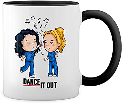 Trending Dance It Out Greys Anatomy Weiße Tasse Mug mit schwarzen Felgen & Griff