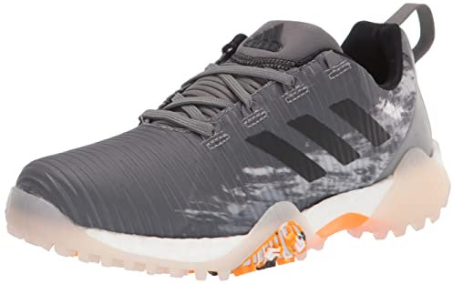 Adidas Zapatos de Golf Codechaos sin Pinchos para Hombre, Gris Four/Core Black/Orange Rush, 10.5