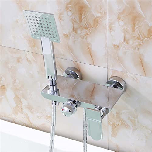 SLTA Brausegarnitur, Warm- und Kaltwasser Vollkupfer-Mischventil Badewanne Silberarmatur