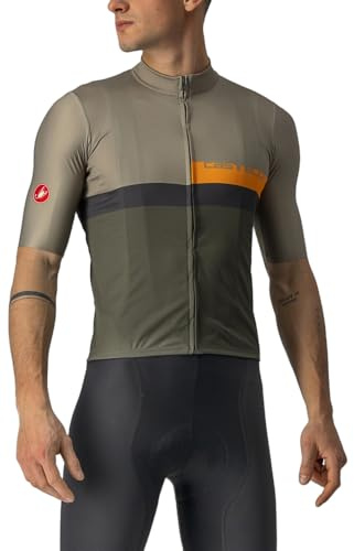 Castelli 4522017-364 A BLOCCO Jersey Sweatshirt Men's Rinde Green/Pop Orange-Dark Gra M
