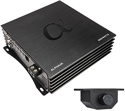 Alphasonik ALPHA3K Alpha Series 3000 Watts RMS Monoblock Car Amp with 4-Way Protection Circuitry Full Range Class D Amplifier Extruded Aluminum Heatsink 1-Ohm Stable (Remote Bass Knob Included)
