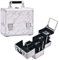 Kosmetikkoffer Schminkkoffer Leer mit Spiegel Alu Beauty Case mit Pinselhalter Abschließbarer Make up Organizer Koffer, Marmor
