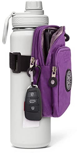 Bottle Pouch Gym Water Caddy with Phone Holder, Water Bottle Sleeve Bag with Pocket for Cards, Keys, Wallet, Gym Bottle Accessories for Men Women