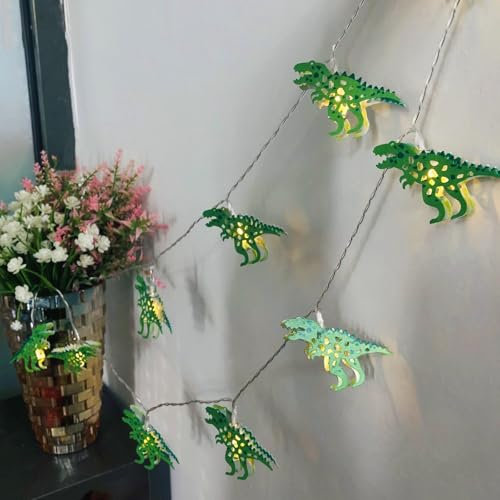 Riaxuebiy 1.65M Dinosaurier Tiere Lichterketten Batteriebetriebene 10 LED Dinosaurier Fairy Nachtlampe für Hawaiian Tropical Party Home Weihnachts Dekoration (Dinosaurier)