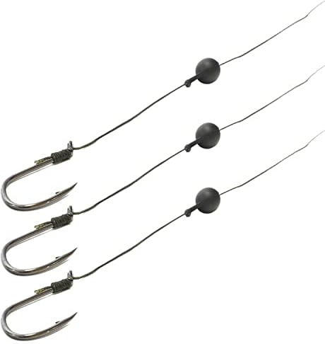 Tandem Baits 3-er Set Monster Cat Wels-Vorfachhaken Einzelhaken mit Rassel Waller-Vorfachhaken zur Vorfachschnur | Angel-Set Angelhaken zum Welsangeln | Angelzubehör Haken Wallerangeln 4/0 60kg 80cm