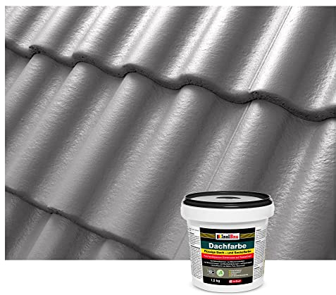 Isolbau Dachfarbe - 1.5 kg RAL Farbe Fassadenfarbe Nano Dachlack Sockelfarbe Wetterfest - Lösemittelfrei, Wasserdicht, UV-beständig - Betongrau