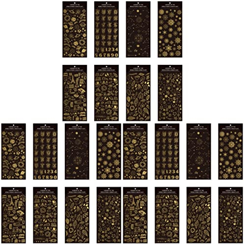 NUOBESTY 24blätter Dekorative Aufkleber Für Mobiltelefone Glänzende Goldene Scrapbook-Sticker Für Handbücher Handwerk Und Kreative Gestaltung Für Und Persönliche Projekte