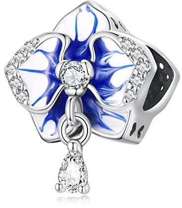 NewL Blumen Charm Rose Charm Orchidee Perle 925 Sterling Silber Love Charm Charms Blume