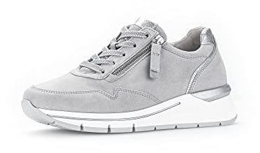 Gabor Damen Low-Top Sneaker, Frauen Halbschuhe,Wechselfußbett,Komfortable Mehrweite (H),Turnschuhe,Laufschuhe,Light Grey/Silber,38.5 EU / 5.5 UK