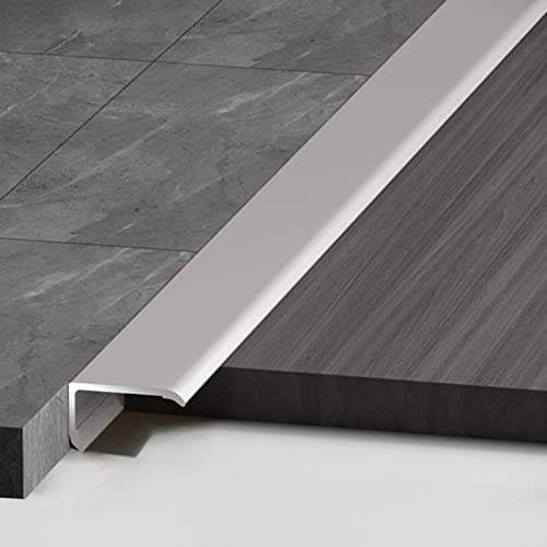 Laminat-Treppenkanten-Profilleisten, Holzstufen/Vinylboden-Stufenkanten-Dekorationsleiste, L-förmiger Metall-Treppenstufenschutz, anpassbar (Color : Light Grey)
