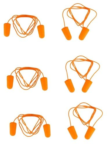 6 Paia Tappi per Le Orecchie con Filo, Tappi per Orecchie in Poliuretano, Anti Rumore 32dB con Cordino Cancellazione del Rumore per Sonno per Protezione d'Udito,Arancione