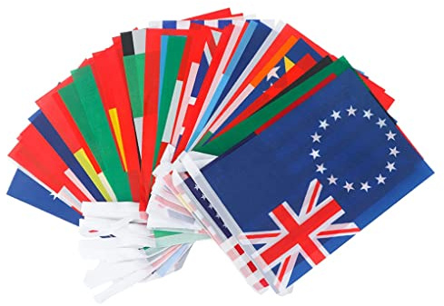 25 m Flag Chain Bunting with 100Random Countries Flags Perfect Decorations for Bar, Party, Festival, Sports Clubs,Festival Accessories