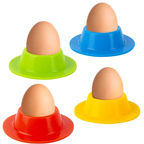 AYNKH 4pcs Porte - Oeufs en Silicone, 8.6cm coloré Porte - gobelet à Oeufs Plateau empilage et Stockage Petit déjeuner Cuisine Camping en Plein air pour Enfants