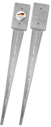 2x Bodeneinschlaganker 91x91x750mm, verzinkt, für Kanthölzer | zum Einschlagen ins Erdreich, ohne Betonieren