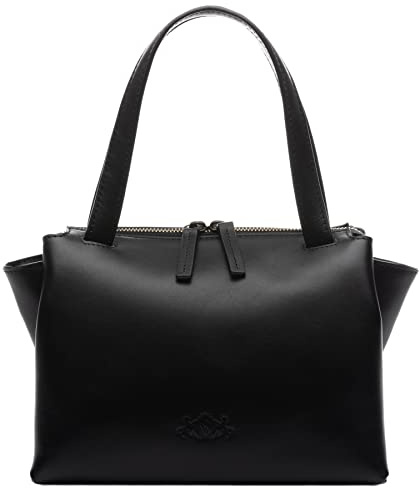 SID & VAIN kleine Handtasche echt Leder - Henkeltasche Atlanta - Umhängetasche Damentasche mit Schultergurt - Ledertasche Damen schwarz handgefertigt