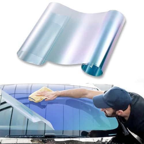 XhuangTech Auto Tönungsfolie Fenster, 65% VLT Tönungsfolie Auto Chameleon Dunkelblau, 93% Wärmeisolierung Sichtschutz Sonnenschutz Solar Folie für Frontscheibe/Kratzfest (1x1.5M)