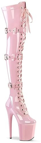 denova's Damen Lackstiefel mit sehr hohem Absatz, Plateau, Poledance, Overknee, Oberschenkelhohe Stiefel mit Reißverschluss