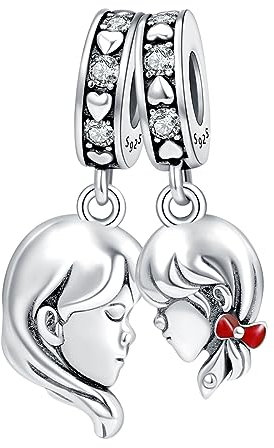Annmors 925 Sterling Silber Bead Charms für Europäische Armbänder und Halskette Girl Avatar Perlen mit 5A Zirkonia,Weihnachten, Valentinstag, Muttertag, Geschenkanhänger für Frauen und Mädchen