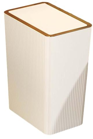 MagiDeal Poubelle de cuisine avec couvercle de Type presse, poubelle étroite, organisateur de corbeille à papier, poubelle de salle de bain avec couvercles, 15L Blanc