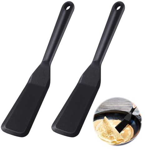 MisFun 2 Pièces Spatule de Cuisine, Spatule en Silicone, Spatule à Crêpes, Spatule à Omelette, Spatule Cuisine en Silicone pour les Poêles Anti-adhésifs pour Cuisson Egguf Burgers Pizza