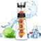 ZHHGOO Caraffa Vetro,1.2 Litri Brocca con Spiedo per Frutta,Brocca per Acqua in Vetro Coperchio Inox per Succo Caldo Freddo,Bevande ghiacciate,tè,Latte,caffè e Vino Rosso