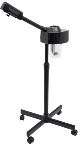 Begoniape Gesichtsdampfer 2 In 1 Ozon Bedampfer Verdampfer mit Einziehbaren Stab und 360° Düse Gesichtssauna Lupenleuchte Dampfgerät Lupenlampe für Salon Spa Schwarz