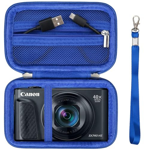 Supmay Hard Carrying Case for Canon PowerShot SX740/ SX730/ SX720/ SX620/ G7X Digital Camera, Protective Storage Bag with Zipper Mesh Pocket for Battery Pack, Charging Cable, USB Card, Rose Blue