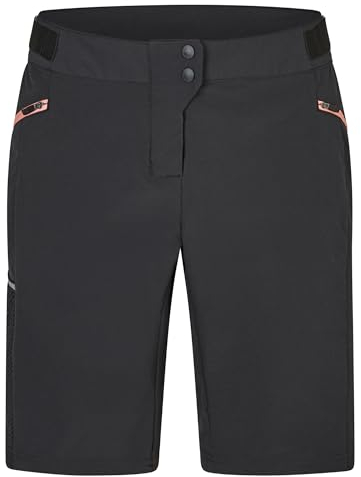 Ziener Damen NEXITA X-Function Fahrrad-Shorts mit Innenhose - Mountainbike/Outdoor/Freizeit - atmungsaktiv,schnelltrocknend,gepolstert, Black/mude Rose, 46