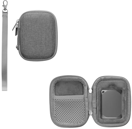 kwmobile Hülle kompatibel mit Crucial X9 Pro / X10PRO / X6 / WD Elements SE 1T 2T SSD Festplatte - Case Tasche für Portable SSD - Tragetasche mit Schlaufe - Grau