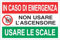 GLOBAL CARTELLO SEGNALETICO MULTI - IN CASO DI EMERGENZA NON USARE L'ASCENSORE - Adesivo Resistente, Pannello in Forex, Pannello In Alluminio (Pannello In Alluminio, 20x31 cm)