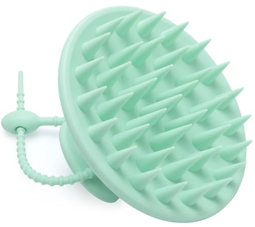 FREATECH Brosse de Massage du Cuir Chevelu 100% Silicone pour les Pellicules et la Croissance des Cheveux, Peigne Exfoliant pour Cheveux et Cuir Chevelu, pour Hommes, Femmes, Enfants, Vert Menthe