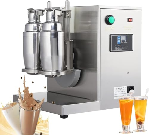 SCHYWL Máquina automática de coctelera de té con Leche Máquina agitadora de té con Leche eléctrica de Doble Cabezal de 360 ° Mezclador de Bebidas de 350 ml-700 ml para té de Burbujas Boba Jugo