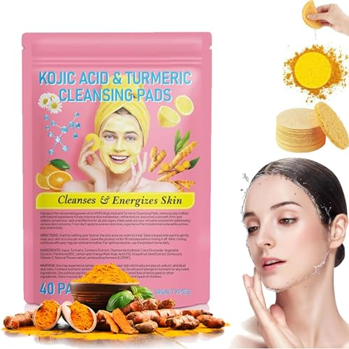 Kurkuma Kojisäure Pads, Kurkuma Reinigungspads für Gesicht, Kurkuma Kojisäure Reinigungspads, verbessert den Hautton, reduziert feine Linien, reinigt die Haut, für alle Körperbereiche (1 Box,