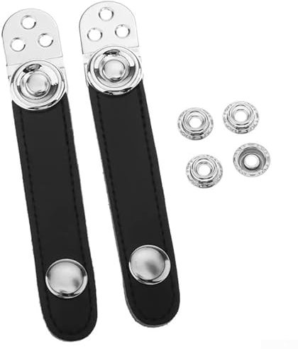 Akkordeon-Balgriemen aus schwarzem Leder mit Metall-Verlängerungsfolie, Akkordeon-Gurte, Ersatz für Bass-Akkordeon (8,2 cm), 2 Stück