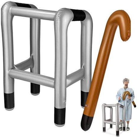 Aufblasbarer Rollator, Aufblasbarer Gehstock, Aufblasbarer Spazierstock, Aufblasbare Gehhilfe das Perfekte Set für Ihr Kostüm als Oma Oder Opa zum Karneval/Fasching Oder als Gag zum Geburtstag