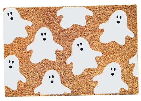 MOUNTTU Halloween Door Mat 16x24 Inch Funny Ghost Halloween Rug Soft Comfortable Halloween Welcome Mat Non Slip For Front Door Entrance