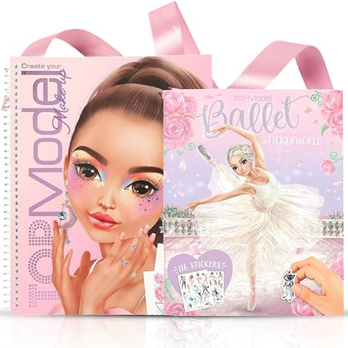 Create Your TOPModel Make-Up Malbuch + TOPModel Stickerworld Ballet – Faszinierender Kreativ-Spaß mit Make-Up Designs und bezaubernden Ballett-Stickern für Trendige Mädchen